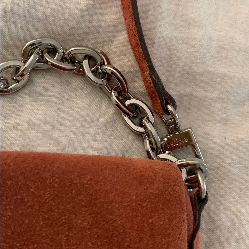 Prune Tan Suede Women's mini  Bag with Chain Strap - Picture 3 of 3